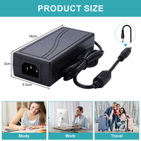 ESann - Adaptador de Corriente Universal de 12 V y 5 A, Modelo de Doble Cable con Enchufe Pinnacle, 60 W, 14 x 3 x 5,5 cm