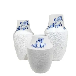 Jingdezhen ceramic flower vase porcelain matt white vase with blue and white flowers