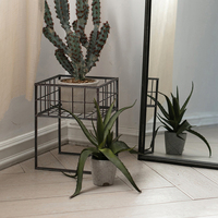 Tempat Pot Bunga Berdiri Logam, Set Modern dari 2 Dekorasi Tanaman Logam Berdiri Display Rak Pot