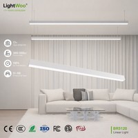 Luminaire Linéaire Commercial en Aluminium à LED, Suspension 50mm 60mm 70mm avec Diffuseur, Profilé Suspendu, Intensité Réglable et Température de Couleur Ajustable pour Maison