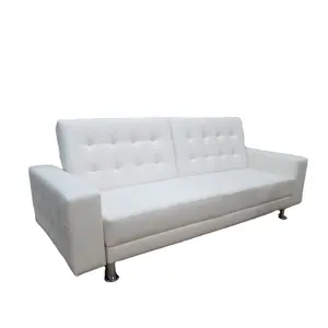 Hochwertige moderne Möbel PU Günstige weiße Leder Relining Double Back Flat Pack Sofa Futon Bett für Wohnzimmer