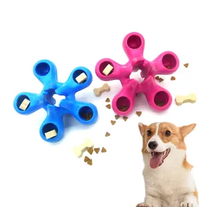 Fábrica personalizada forma de flor Durable Tpr caucho tratamiento de alimentos dispensación mascotas masticar juguetes para perros