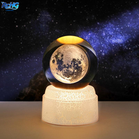 Lampe de nuit en cristal avec motif universel gravé au laser 3D à rotation automatique personnalisée