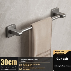 Porte-serviettes de salle de bain gris pistolet auto-adhésif fort <span class=keywords><strong>support</strong></span> de stockage et <span class=keywords><strong>support</strong></span> sans charge sans perçage - Product Image 6