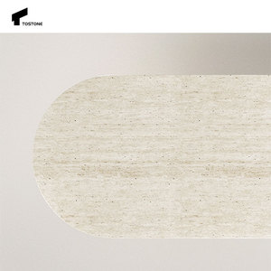 Tostone thanh lịch tự nhiên travertine hình bầu dục màu be trắng bên bảng cho phòng ngủ thời trang căn hộ trang trí nội thất - Product Image 3