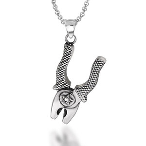 Pendentif en forme de pince en acier titane avec gravure d'étoile pour hommes et femmes, collier de style vintage SP594 - Product Image 5