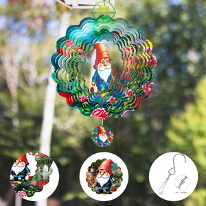 Vente en gros de moulinets à vent 3D pour décorations de jardin, moulinets à vent mandala colorés, carillons éoliens, décoration de jardin, gnome rose - Product Image 4