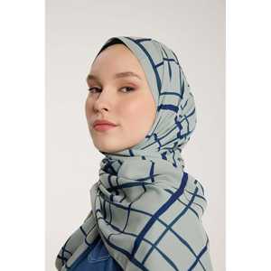 Pure Tone Floral Square Pattern Scarf Navy Blue Light Green Made of <b>Silk</b> Polyester Stylish <b>Handkerchief</b> for Summer Parties - Product Image 4