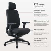 Fauteuil de bureau AODA Furniture, dossier haut, roulettes, appui-tête en cuir PU, pivotant, inclinable, ergonomique, avec soutien lombaire.