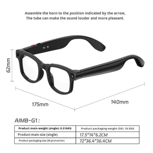 Nouvelles lunettes intelligentes AIMB-G1 avec double caméra, <span class=keywords><strong>traduction</strong></span> IA en temps réel, vidéo HD 1080P, assistant vocal pour les voyages et les affaires - Product Image 1