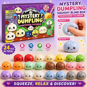 24 Pièces Boîte Mystère Squishy en Forme de Ravioli Calendrier de l'Avent à Remontée Lente Jouet Sensoriel Anti-Stress pour Enfants Cadeau de Fête - Product Image 1