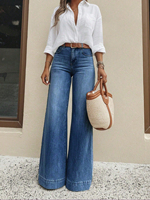 Jean évasé taille haute pour femme, coupe bootcut, en denim, style vintage rétro années 70, coupe ample, vente en gros OEM