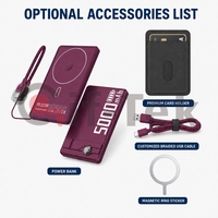 Casing Pengisian Daya Nirkabel Merah Ceri Tua Model Baru Generasi ke-18 Tiga-dalam-Satu 10000mAh Pengisian Cepat Magnetik Aluminium Ultra-Tipis