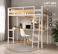 Lit mezzanine moderne personnalisable avec cadre métallique, meuble de chambre à coucher peu encombrant pour appartement, chambre petite, lit pour adulte - Fournisseur