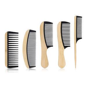 5 Phong Cách Mới Đến Gỗ Tre Tự Nhiên Thân Thiện Với Môi Rat Tail Comb Set Anti-Static Wide Răng Massage Da Đầu Combs Hộ Gia Đình - Product Image 1