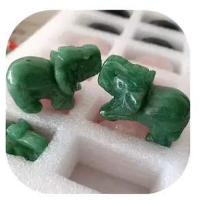 Natürlicher Heils tein Hand Handwerk Kleine grüne Aventurin Tier Schnitzen Kristall Elefant Statue Zum Verkauf