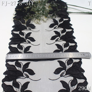 Pizzo Francese Ricamato al Laser 29cm Personalizzato Nero Rosso Blu Eco Design Fiore di Giglio in Raso Ricamo su Rete per Lingerie Femminile - Product Image 3