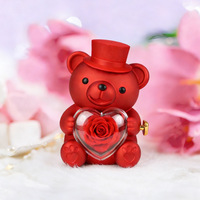 Boîte à bijoux AYOYO en forme d'ours en peluche multicolore avec fleurs préservées, cadeau pour la Saint-Valentin