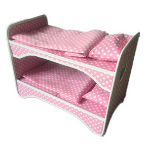 <span class=keywords><strong>18</strong></span> pollici rosa bambole letto a castello con Polycotton & materiale di cartone per case delle bambole - Product Image 1
