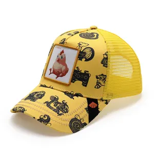 5 panel bulk mesh baseball cap high quality logo custom print trucker hats animals