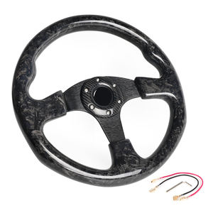 Individuelles schwarzes geschmiedetes Kohlefaser-Lenkrad Rennsport-Lenkrad 350 mm 14 Zoll flaches unteres Lenkrad - Product Image 2