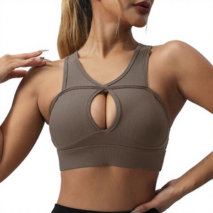 European <strong>American</strong> High Support Shockproof <strong>Sports</strong> <strong>Bra</strong> for Women Crisscross Straps Hollow Back Design Spandex/Nylon Material for - Product Image 1