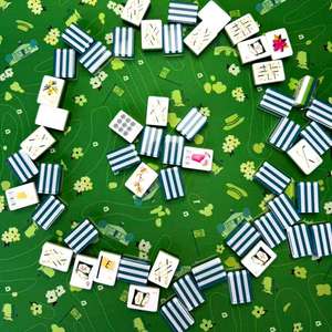 Four Layer Acrylic Mahjong Set with Green White Stripes, 160Piece Luxury American Mahjong Tiles for Family <b>Entertainment</b> - Product Image 5
