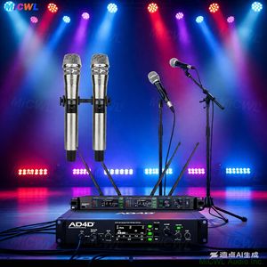 Système de microphone sans fil numérique UHF ULXD4-LED 200 canaux avec deux micros portatifs KSM9 argentés et KSM8 longue portée cryptés pour la scène - Product Image 6