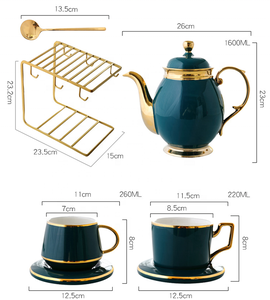 Offre Spéciale : Ensembles de Luxe Nordiques en Céramique Verte pour Café et Thé, Accessoires de Cuisine Dorés - Product Image 2