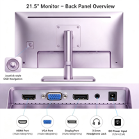 Monitor de Computadora FHD de 21.5 Pulgadas, OEM de Fábrica, VA 1080P 60Hz, HDMI, VGA, DP, Montable en VESA, Base de Metal, para Oficina y Hogar, Venta al Por Mayor
