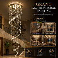 Lustre moderne de luxe en cristal, grand luminaire suspendu en spirale pour villa, hall de grande hauteur, projet hôtelier