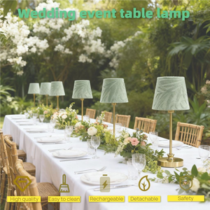 Lámpara de Mesa LED de Tela, Inalámbrica, para Restaurante, Bodas, con Pantalla de Tela Personalizable, Altura Ajustable de 30-40 cm - Product Image 3