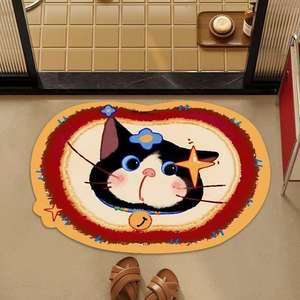 Alfombra de Baño con Diseño de Gatito, Ovalada, de Tierra de Diatomeas Absorbente y Antideslizante para Dormitorio, Cocina, Baño y Entrada - Product Image 1