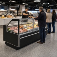 Vitrine de présentation de produits alimentaires pour supermarché, grande capacité 519L, avec couvercle en verre relevable