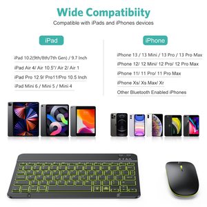 Manufacturer Rechargeable Teclado Tastatur Clavier Tastiera Bluetooth Wireless <b>Keyboard</b> and Mouse Set with RGB Backlight - Product Image 5