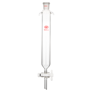 Pabrik Barang Pecah Belah Lab Kustom Tiongkok Kaca Boro Tinggi 3.3 Kolom Kromatografi Berdinding Tebal Stopcock PTFE - Product Image 1