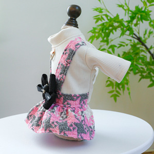 PETCIRCLE pet collar, dog and <b>cat</b> <b>clothes</b> with bow and D-ring, classic houndstooth skirt, autumn and winter clothing. - Product Image 5