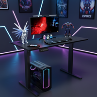 Décoration de salle de jeu, table de jeu de bureau réglable en hauteur électriquement avec LED