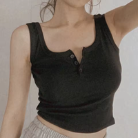 Robes d'été Couleur unie Casual Women's Teens Trendy Basic Tank Top for Women Ribbed Button Down Sleeveless Blouse
