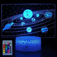 Solar System Optical Illusion Lamp Universe Space Planet 3D Night Light