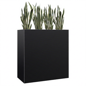 Black Galvanized Heavy Duty Steel Floor American Style Weather Resistant <b>Rectangular</b> Flower <b>Pot</b> 610x250x610 Outdoor/Indoor - Product Image 1