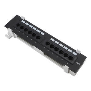 Panneau <span class=keywords><strong>de</strong></span> brassage mural <span class=keywords><strong>12</strong></span> ports CAT5E CAT6 non blindé |   Solution <span class=keywords><strong>de</strong></span> câble réseau Ethernet |   Pour boîtier <span class=keywords><strong>de</strong></span> télécommunications et câblage <span class=keywords><strong>de</strong></span> bureau, noir - Product Image 2