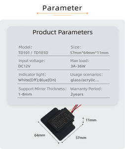 New 3A 36W LED Strip <strong>Light</strong> Smart Mirror <strong>Sensor</strong> Dimming Electronic <strong>Touch</strong> Activated <strong>Light</strong> Switch <strong>Screen</strong> - Product Image 2