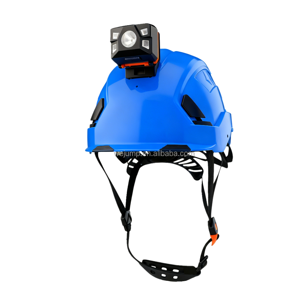 Blue Helmet with Headlamp