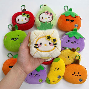 Porte-monnaie en peluche rond motif fruits de dessin animé (pomme, poire, ananas) – Mini sac pour écouteurs, porte-clés, pendentif, logo personnalisé pour enfants et femmes - Product Image 1