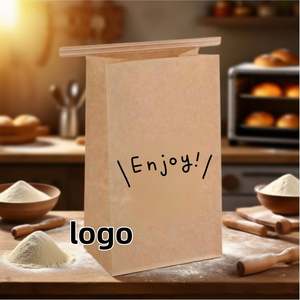 Bolsas de Papel Kraft Autosellables para Palomitas de Maíz, Repostería, Galletas y Pan, con Logotipo Personalizado, Base Plana, Cierre Metálico y Ventana - Product Image 2