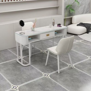 2026 Modern Simple Internet-famous <b>Nail</b> Table Cream <b>Nail</b> Japanese Minimalist <b>Nail</b> Salon Dual <b>Nail</b> Table and Chair Set - Product Image 2