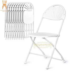 High Quality <strong>White</strong> Plastic Stackable Fan Back <strong>Folding</strong> <strong>Chair</strong> for Events Outdoor Wedding Party Banquet - Product Image 2