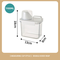 Distributeur de détergent à lessive polyvalent, récipient de stockage de riz à grains alimentaires, bec verseur, tasse à mesurer, boîte à détergent