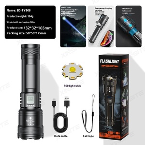 Power Led <b>Flashlights</b> Tactical Torch with Display Light USB Charging Camping Fishing Emergency Zoom Lantern - Product Image 5